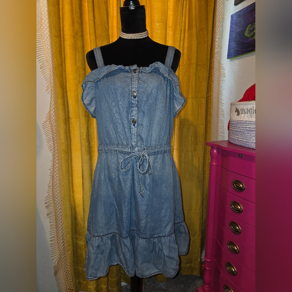 Juicy Couture Blue Strapless Denim Dress L